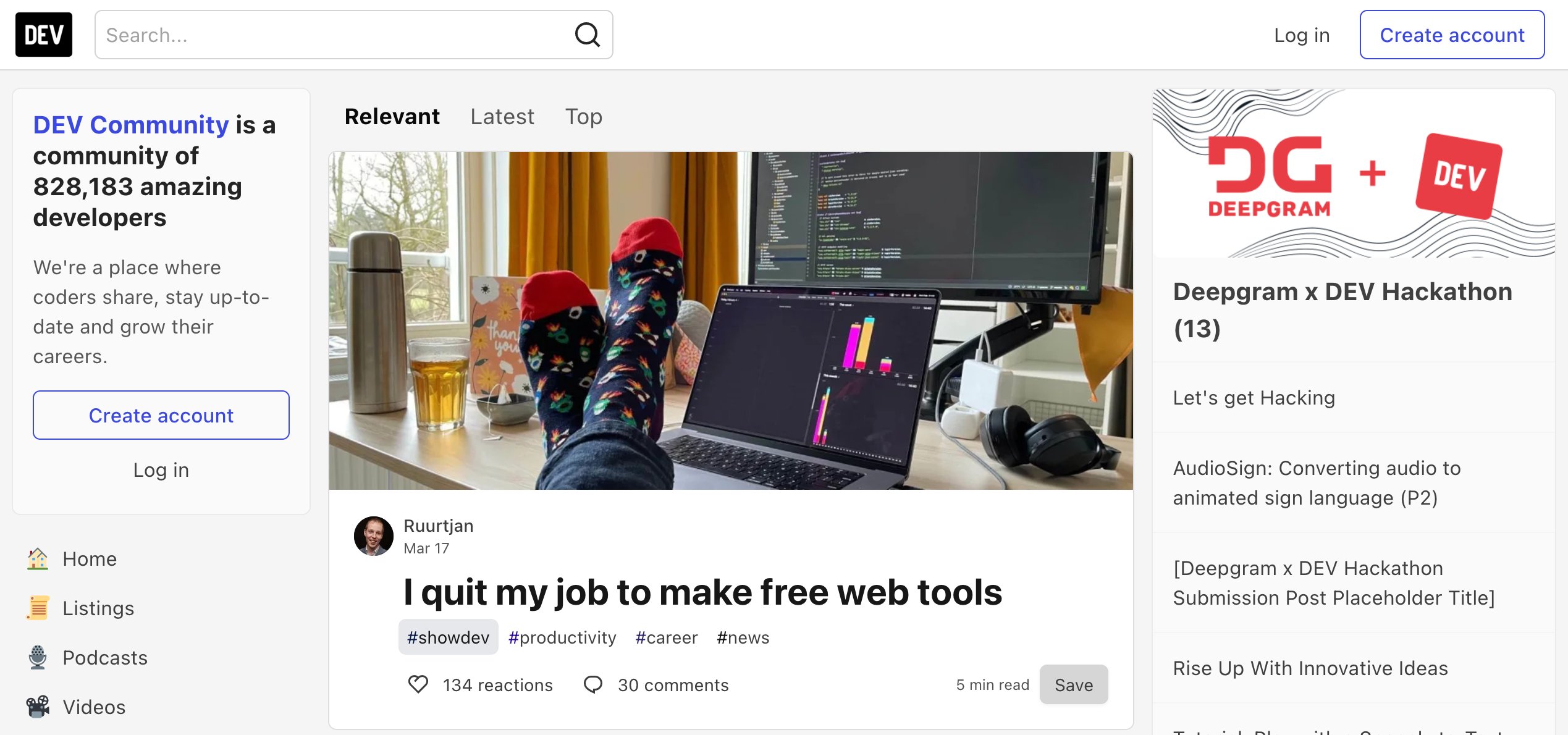 Ruurtjan Pul's post in a developers community on quitting his job to go full time on his web tools