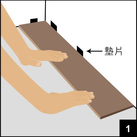 SPC地板安裝教學：在牆邊放置墊片預留伸縮縫，確保石塑地板舖設平整，室內裝修DIY必看。