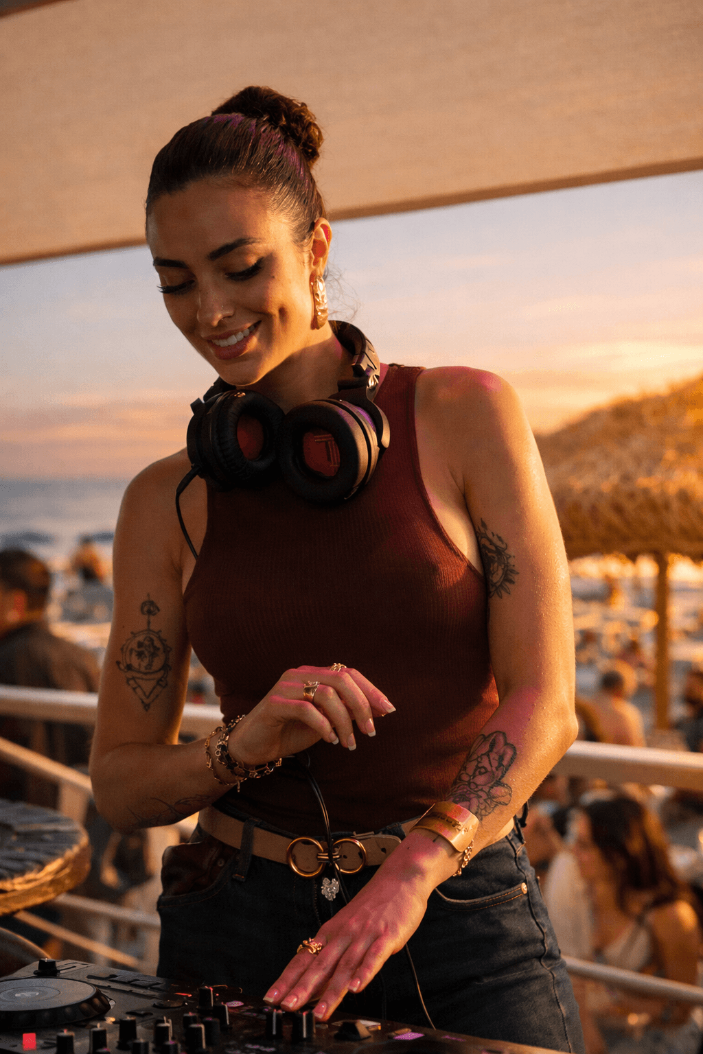 Man with surfing with paddle