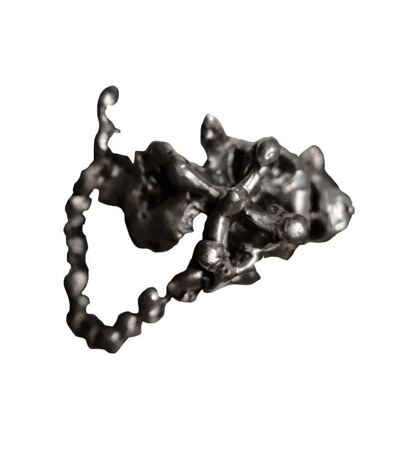 Sculpted silver ring with rough, uneven surface