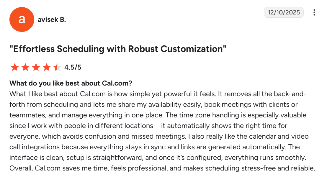 Avisek’s review of Cal.com&nbsp;