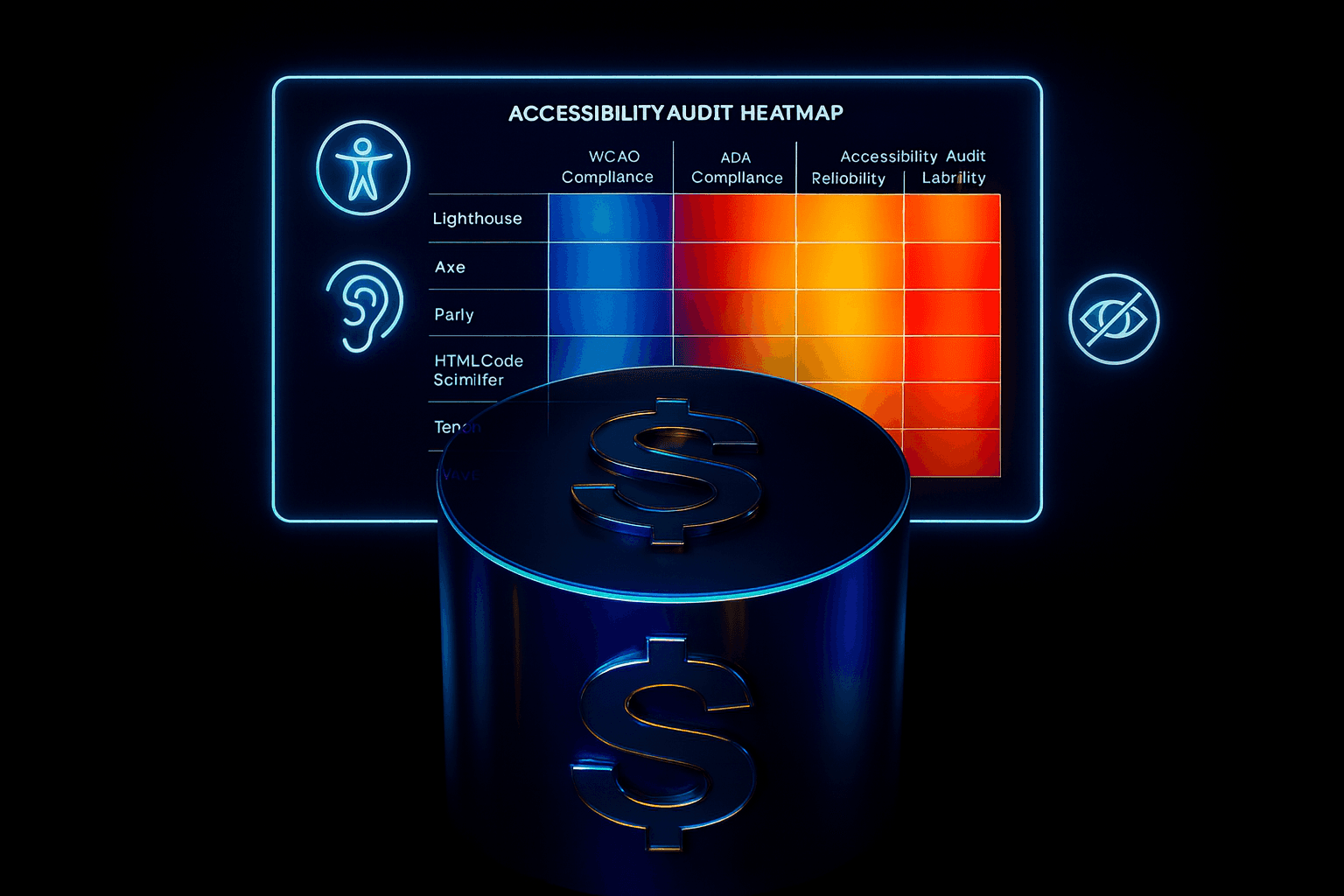 Heatmap showing performance scores of color-vision deficiency simulators across accuracy metrics