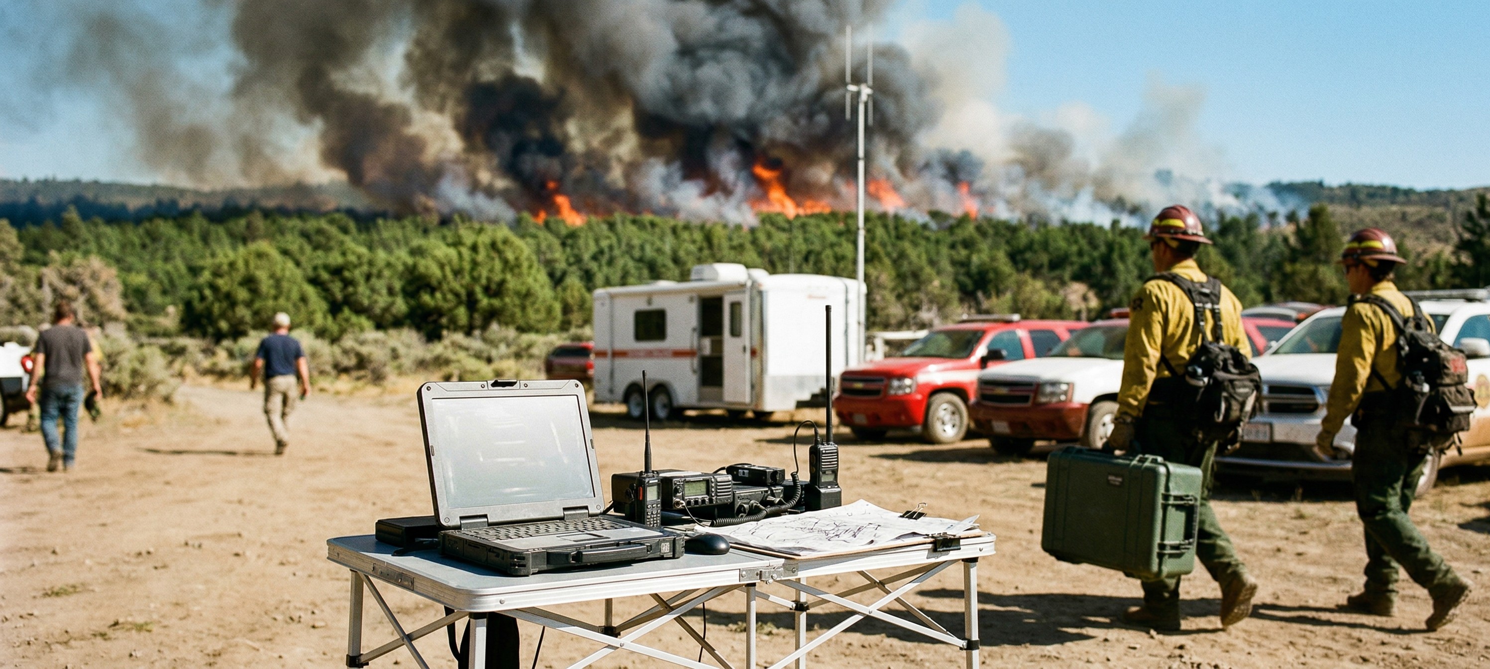 wildifre in back, networking gear in front