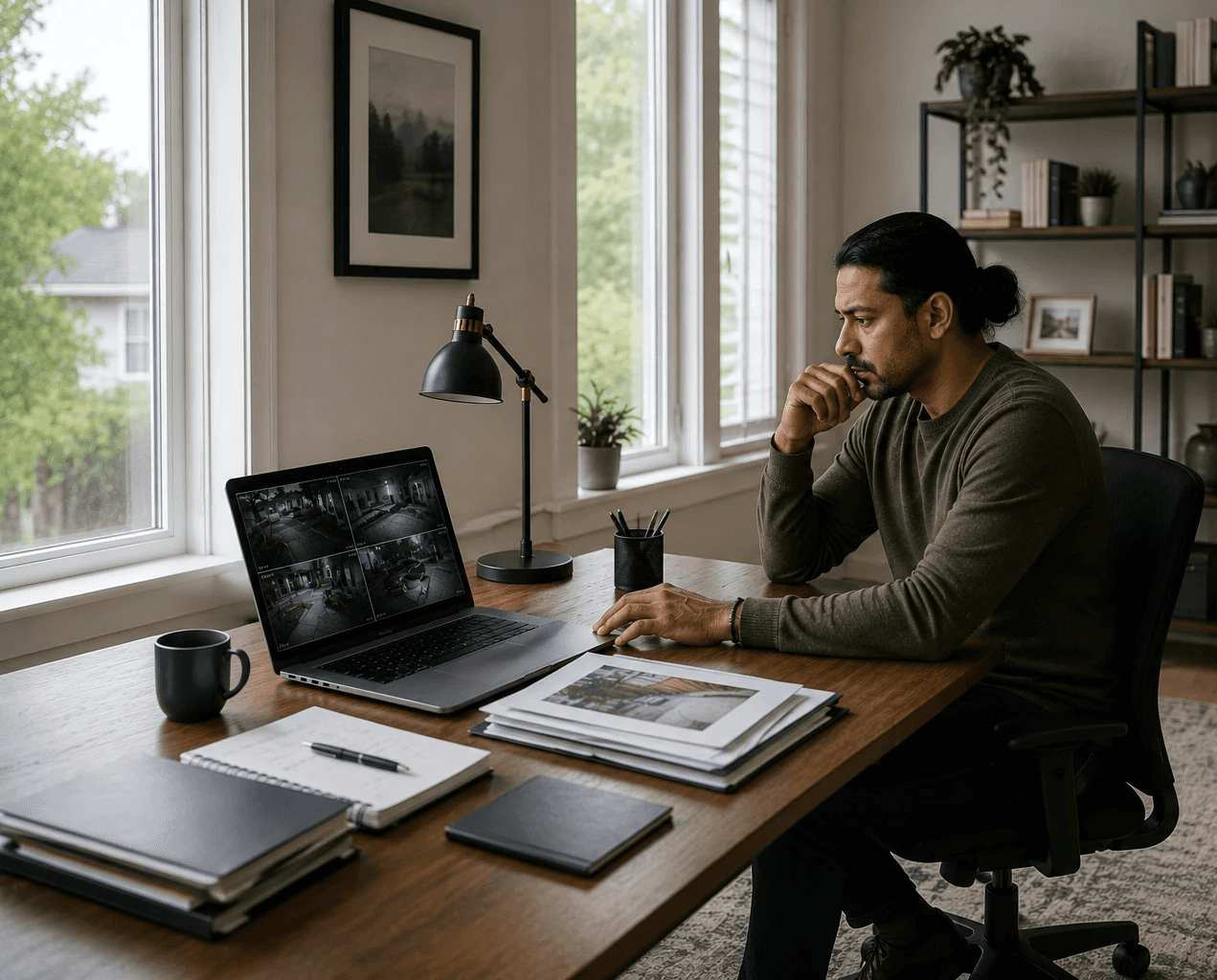 Ontario landlord reviewing security camera footage and documentation related to safety concerns at a rental property.