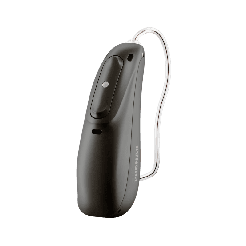 Appareil auditif Phonak Audeo Lumity L90-R, micro-contour rechargeable haut de gamme, offrant une restitution sonore avancée. Prendre RDV chez Audio Pour Tous.