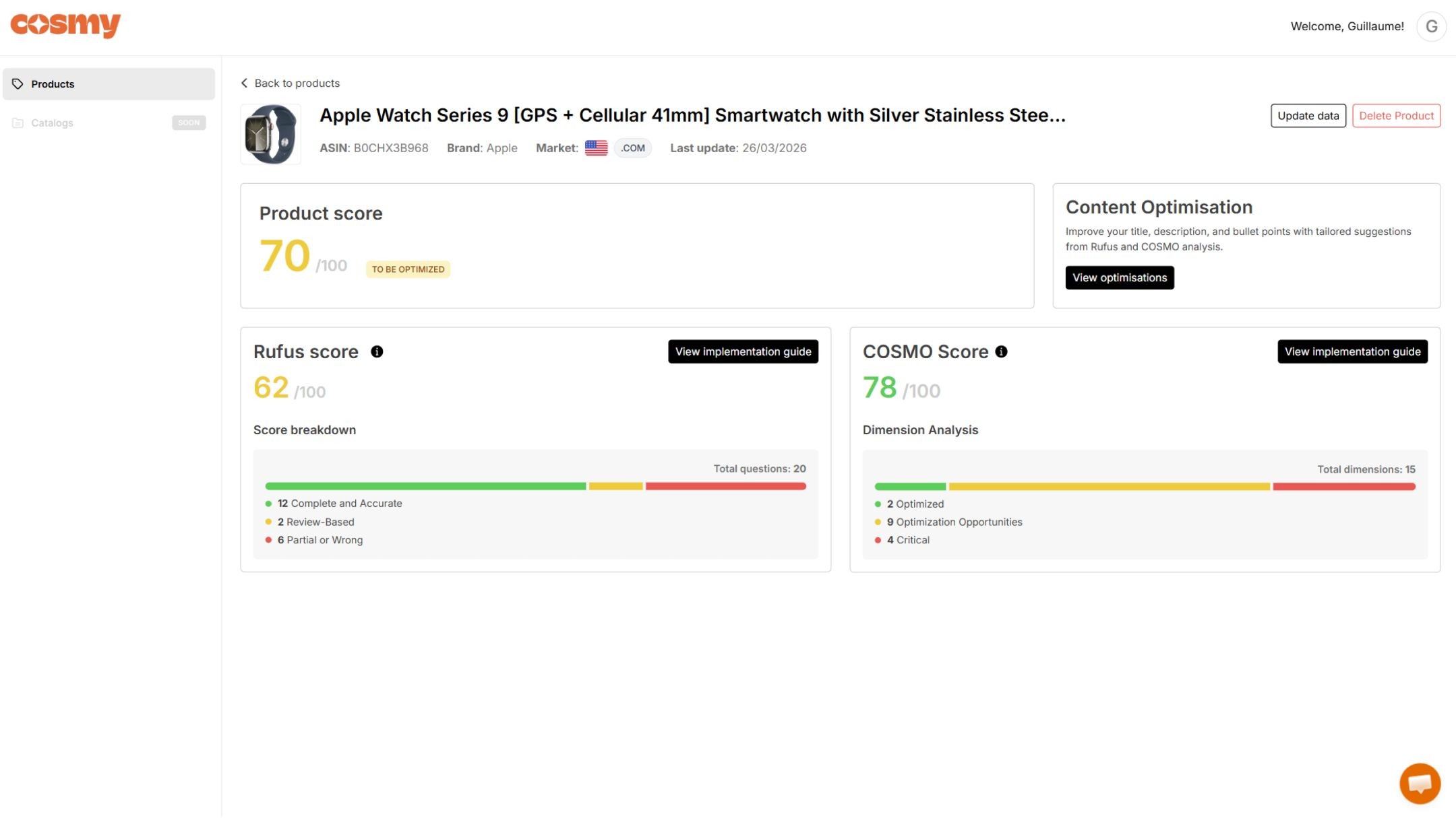 Step 2 on of Cosmy App