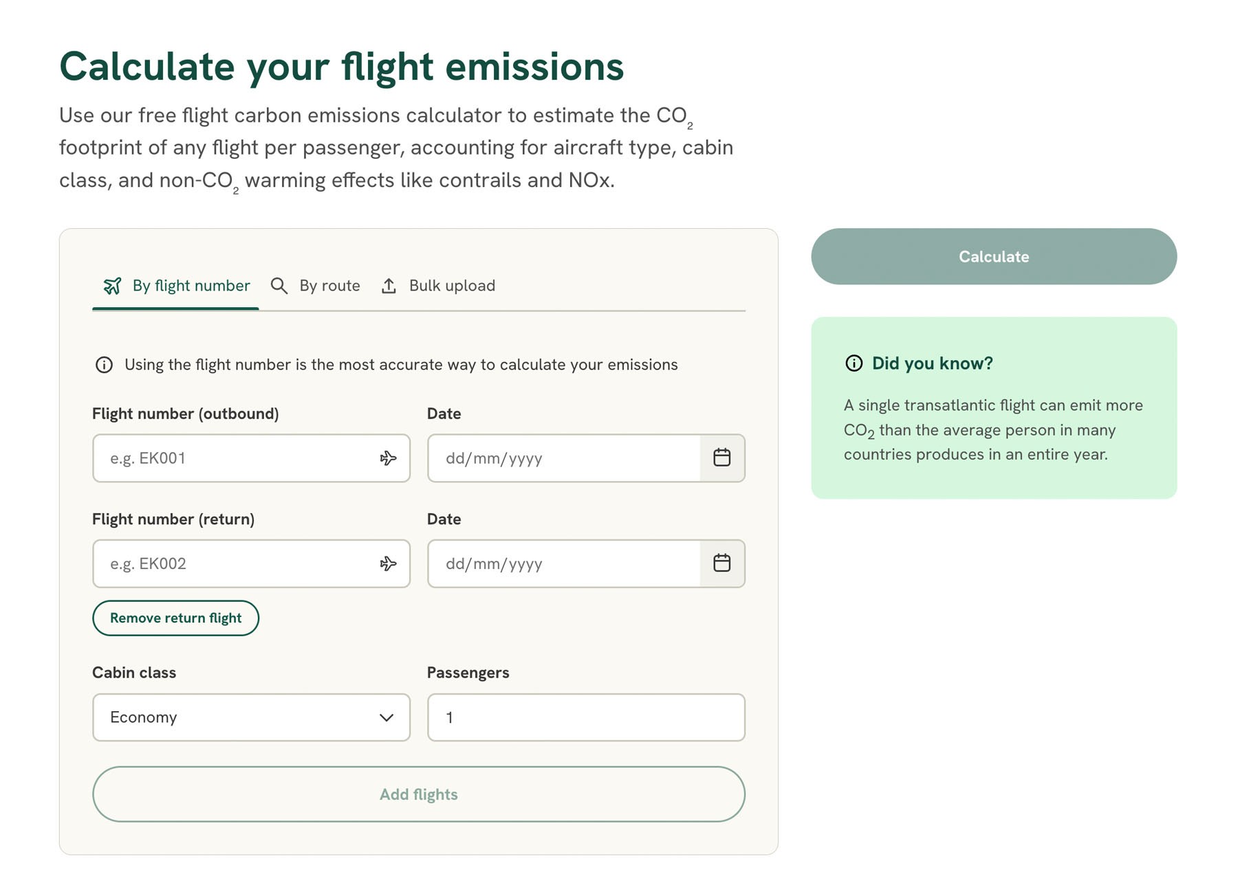 Flight emissions calculator