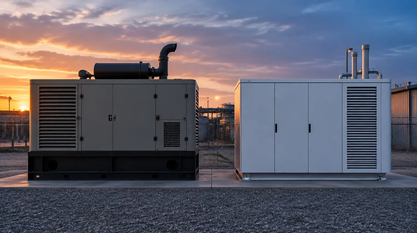 a diesel backup generator and a natural gas fuel cells cabinet