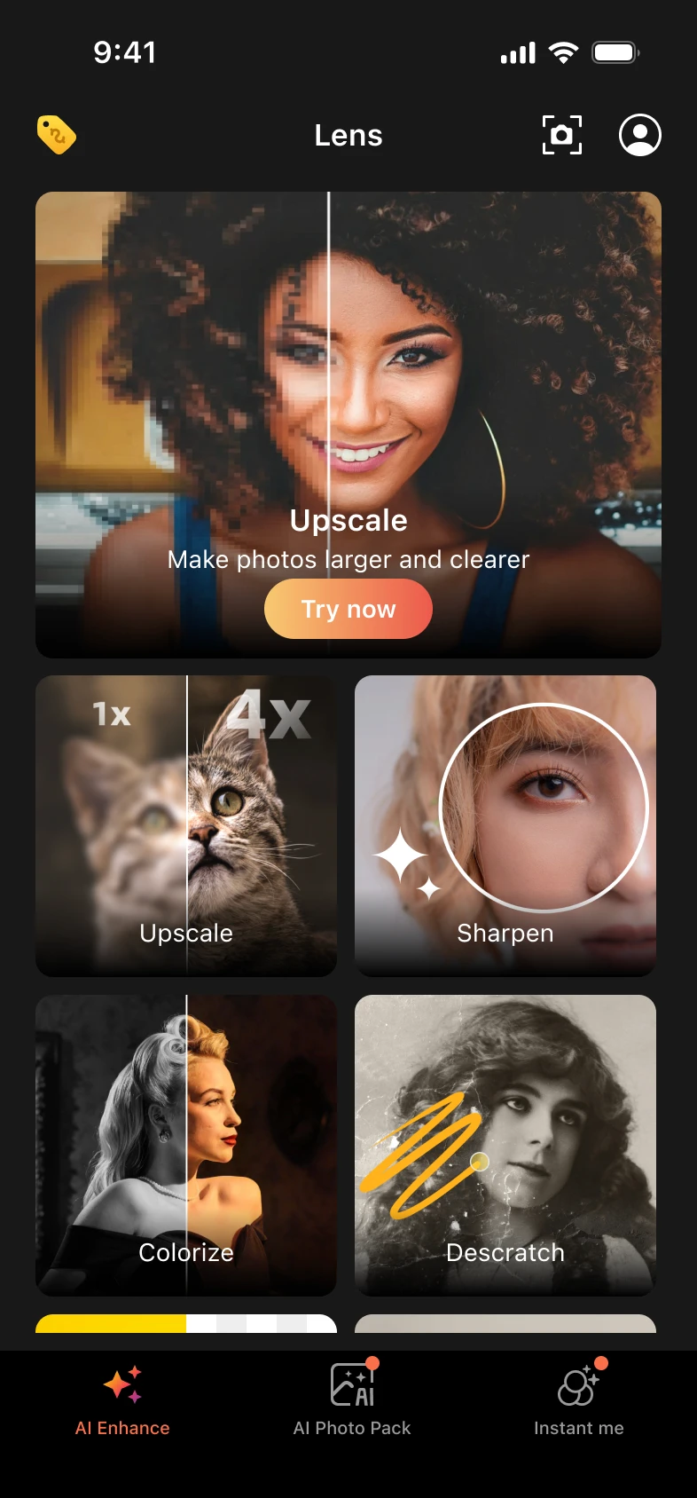 Nero Lens app image upscale and enhance