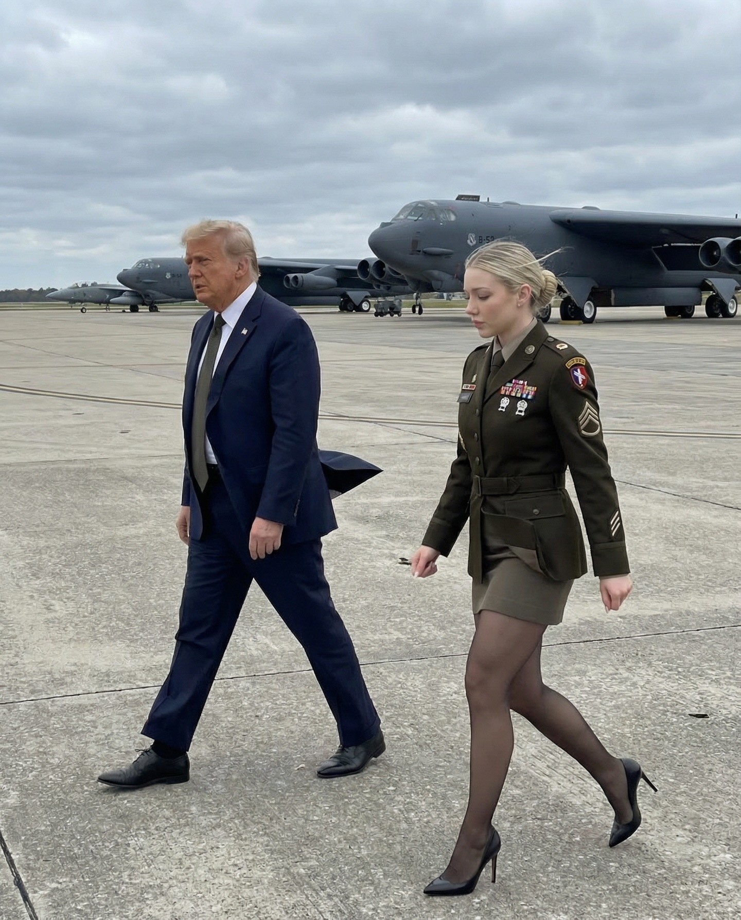 Jessica Foster Trump Military AI Portrait at 888800 likes combining photojournalism composition with named military hardware
