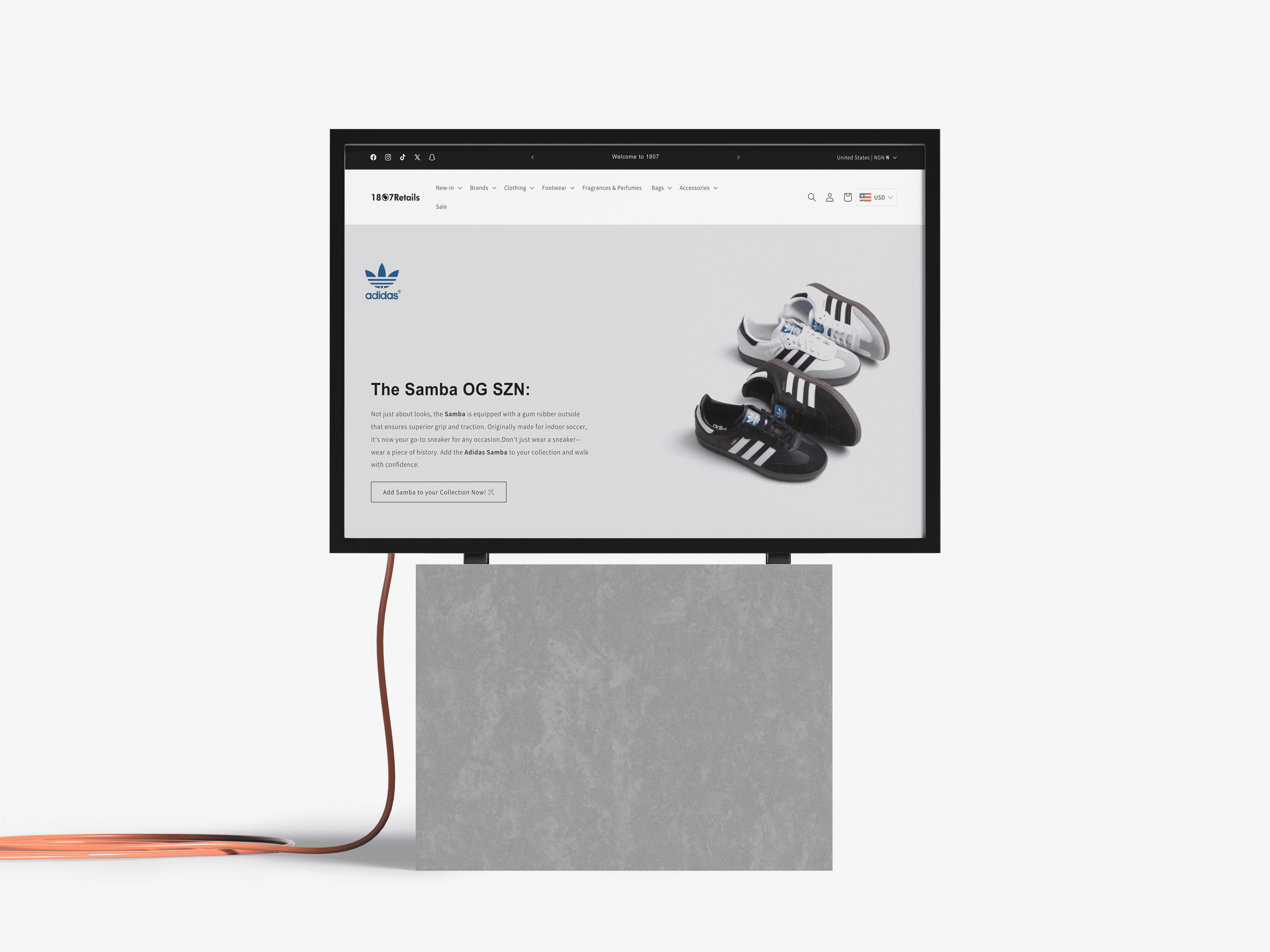 Fashion brand website interface featuring new collection and shop page