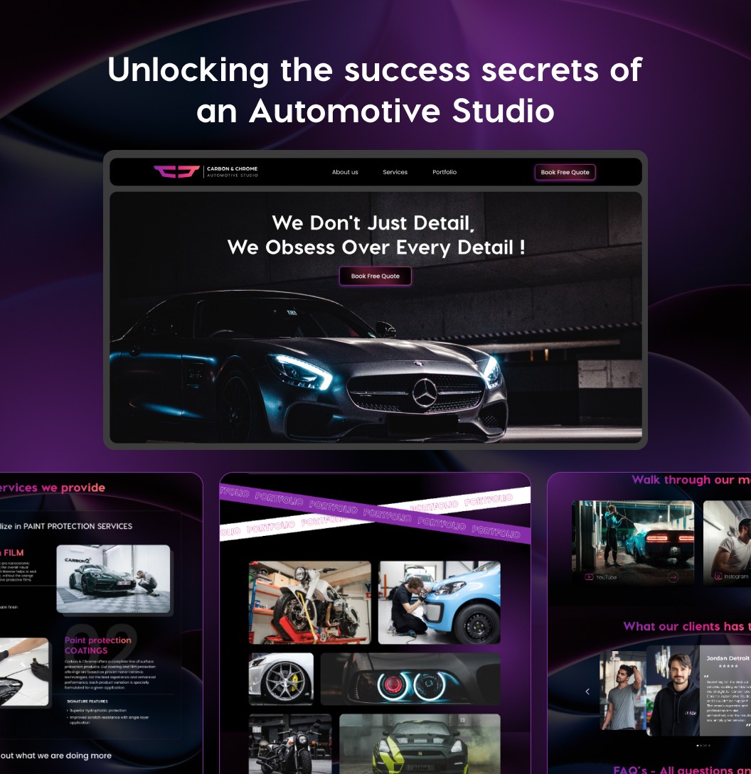 Success secrets of an automotive Studio : Landing page