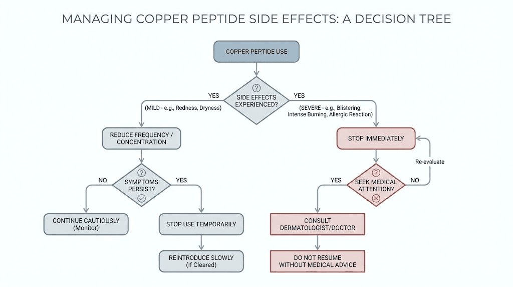 Copper peptide side effects management flowchart