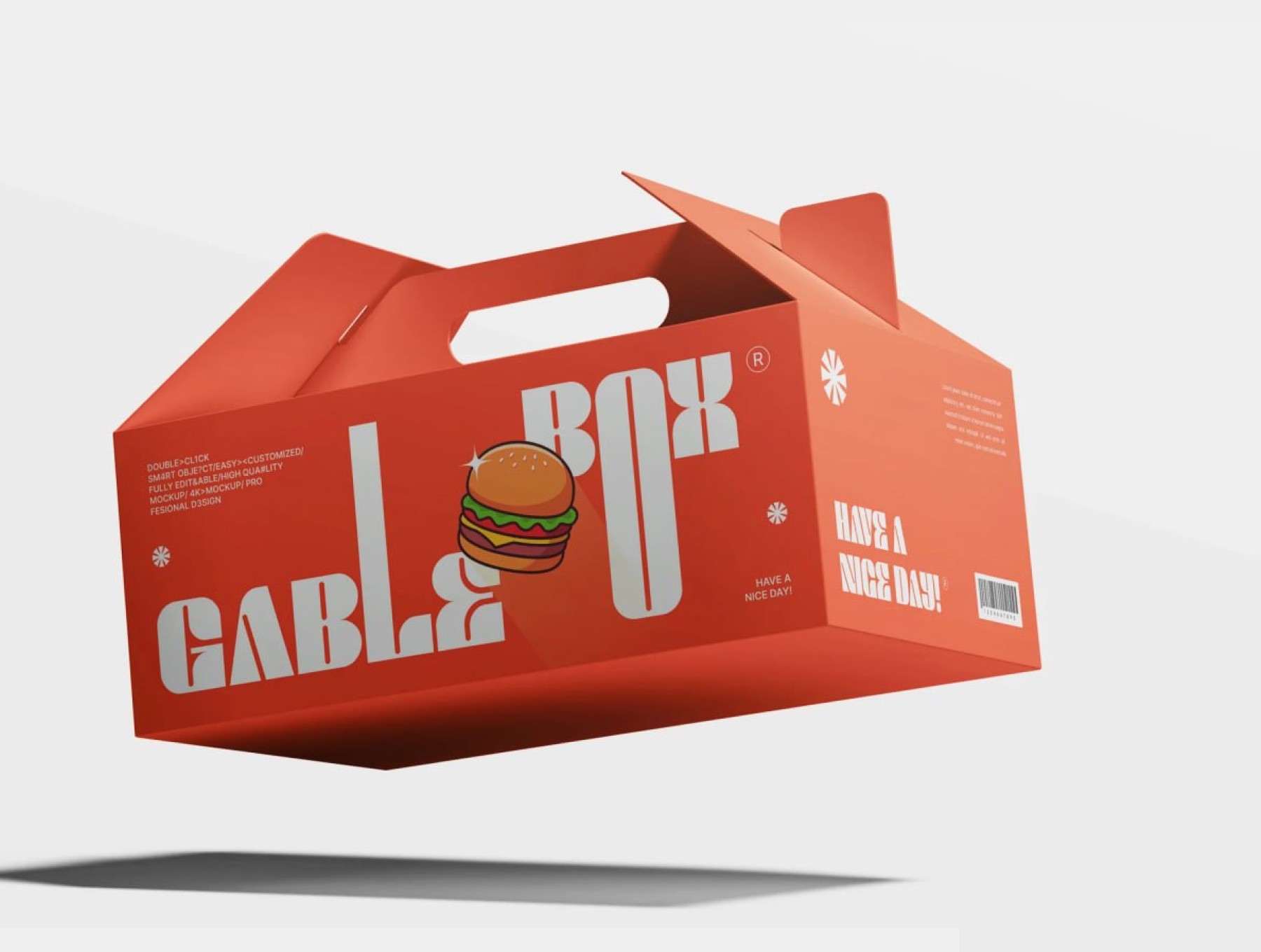 Floating orange gable box mockup
