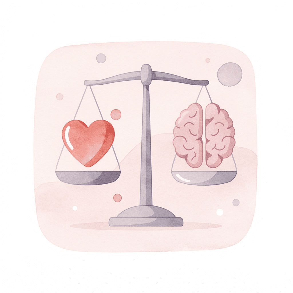 Balance scale icon showing learning needs versus profit margins