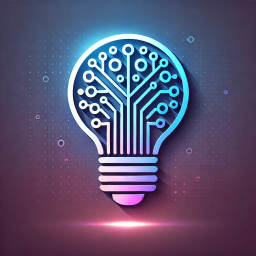 An icon representing innovation_ a stylized light bulb with circuitry patterns inside, glowing softly