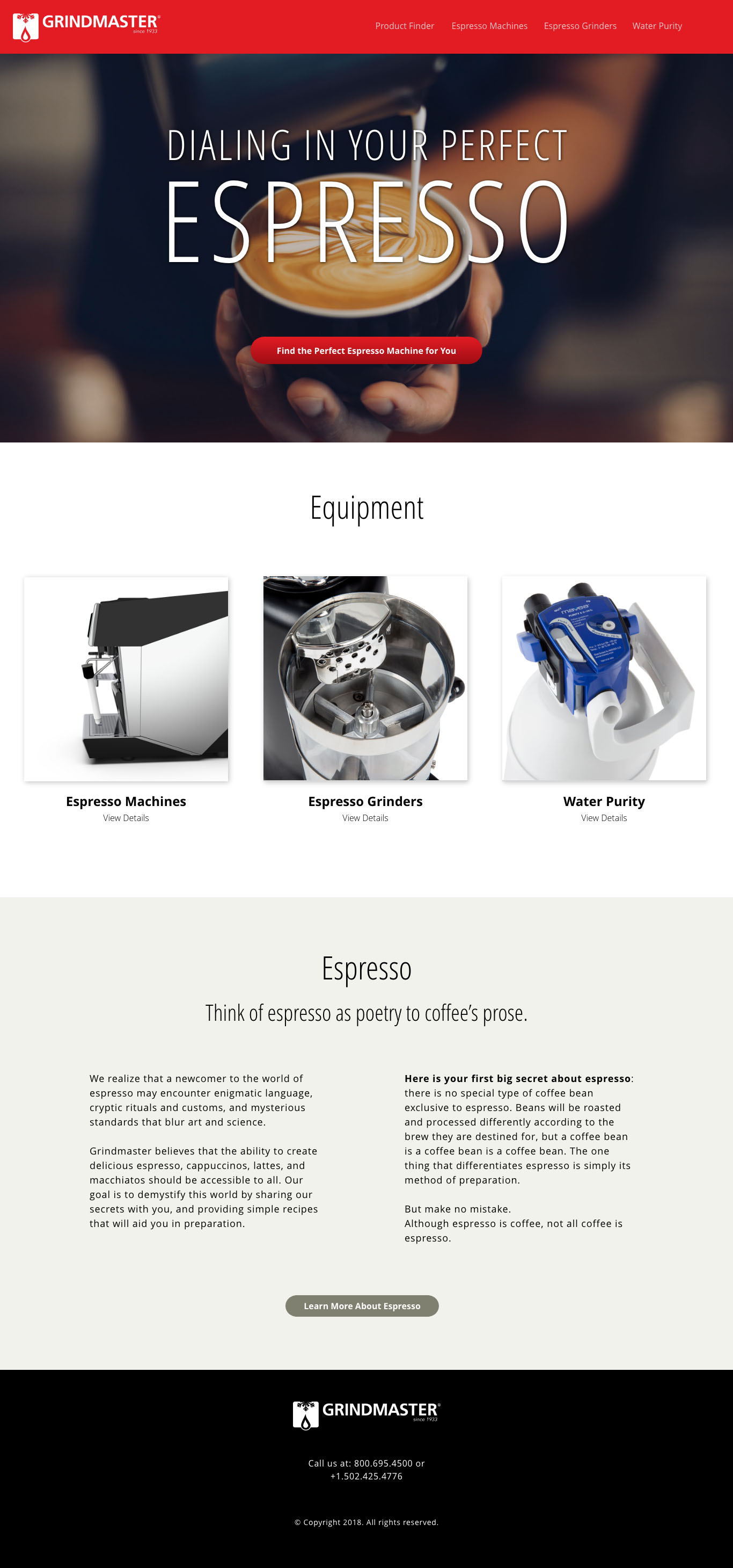 Grindmaster-Cecilware Espresso Website