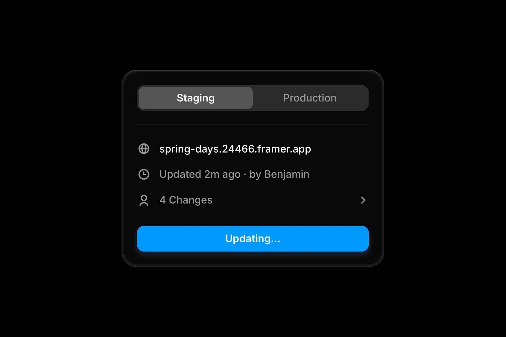 Framer staging envrionment