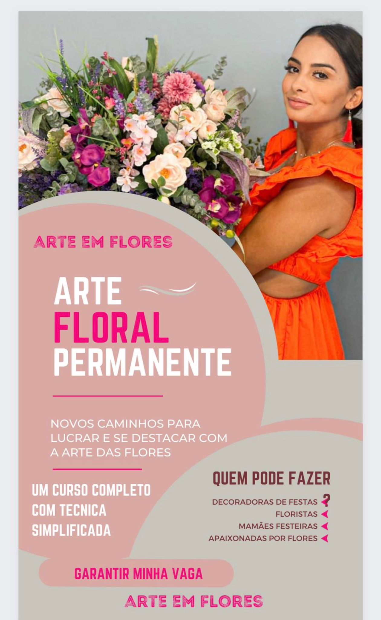 Amanda Lima with a floral arrangement