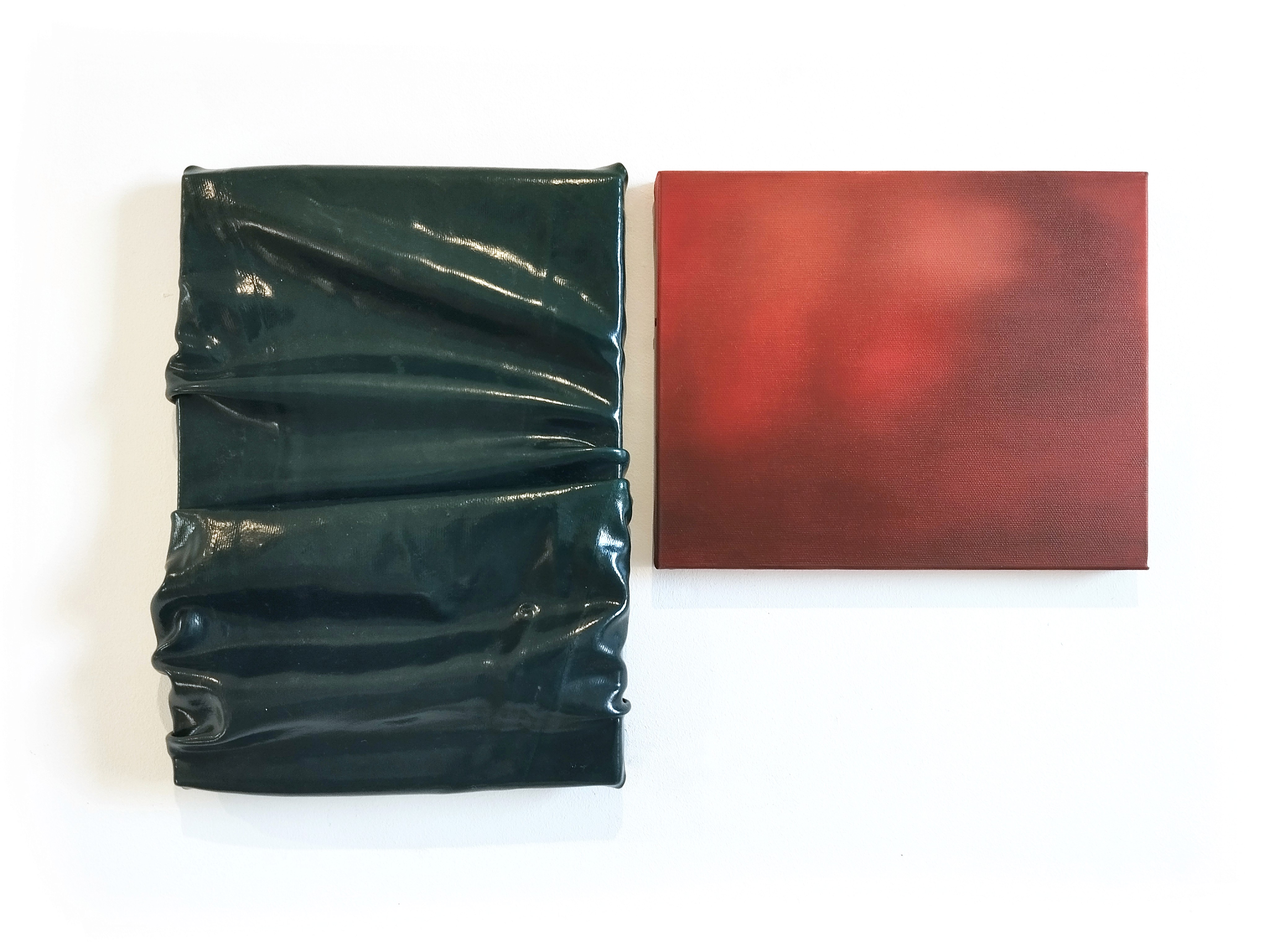 Sans-titre, PVC sur châssis bois 33 x 26 cm et Huile sur toile 27 x 22 cm