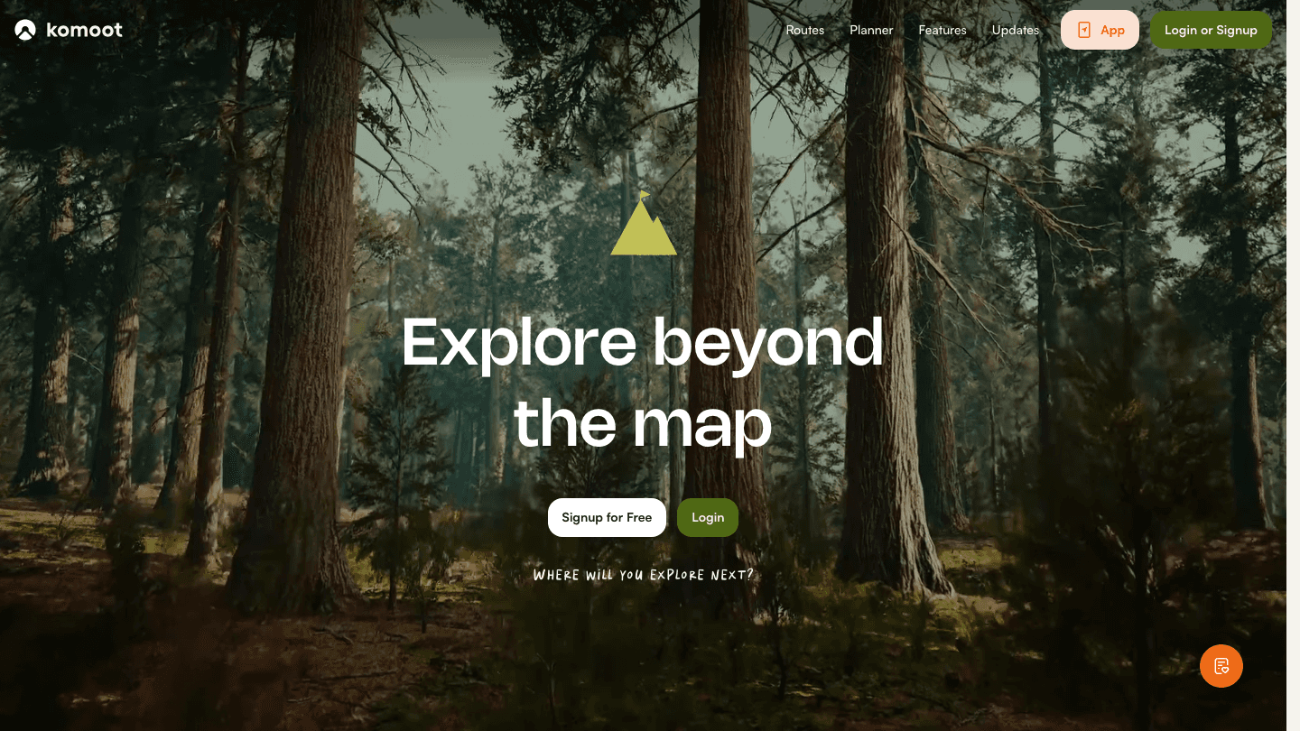 Komoot outdoor route planning app website