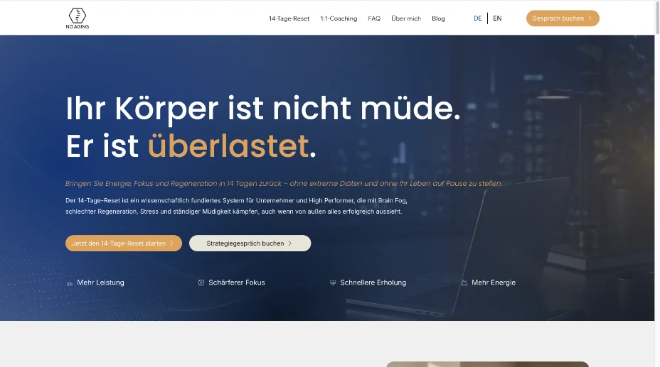 No Aging – produktsida