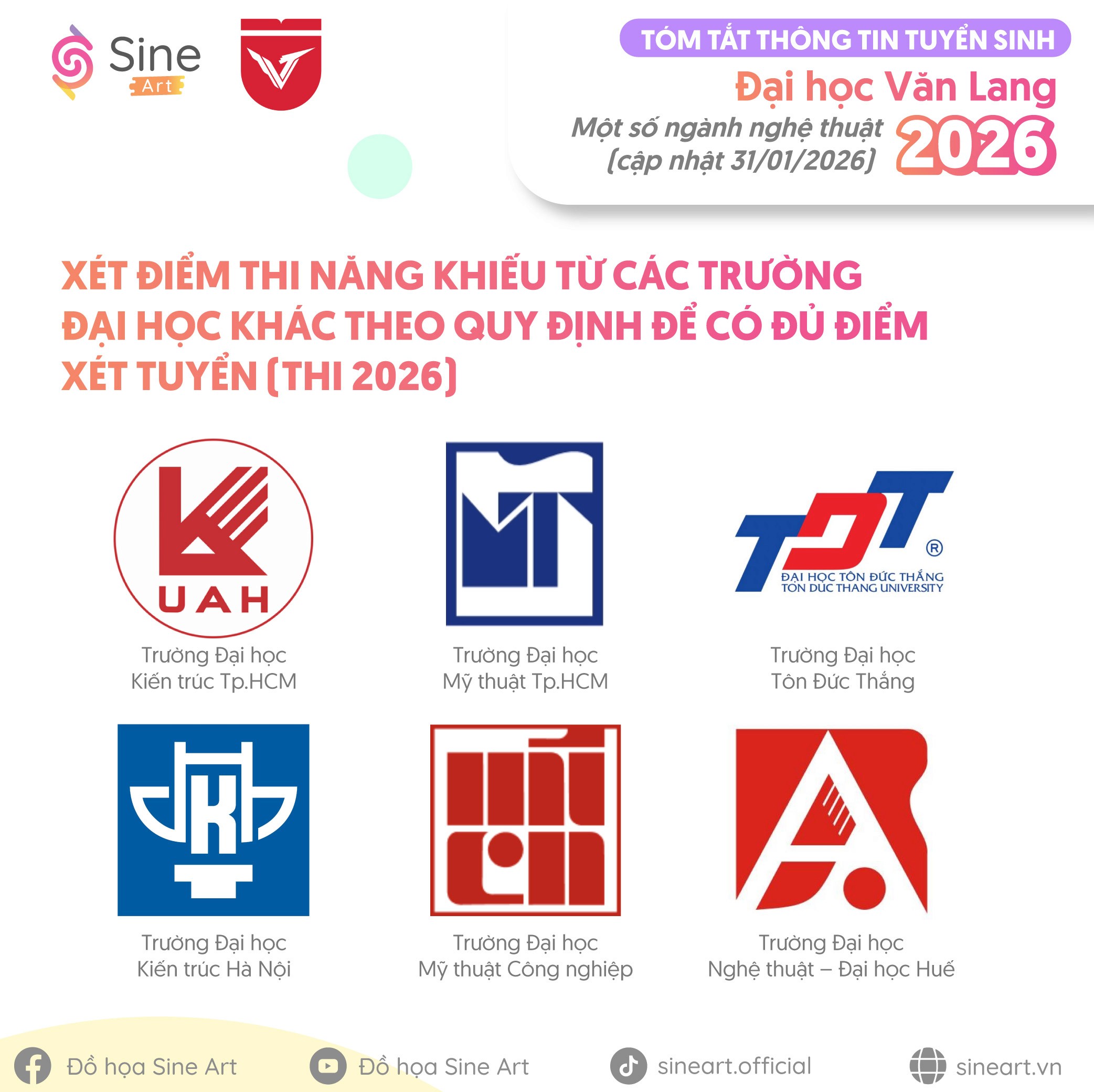 Tóm tắt thông tin tuyển sinh một số ngành nghệ thuật của trường ĐH Văn Lang năm 2026