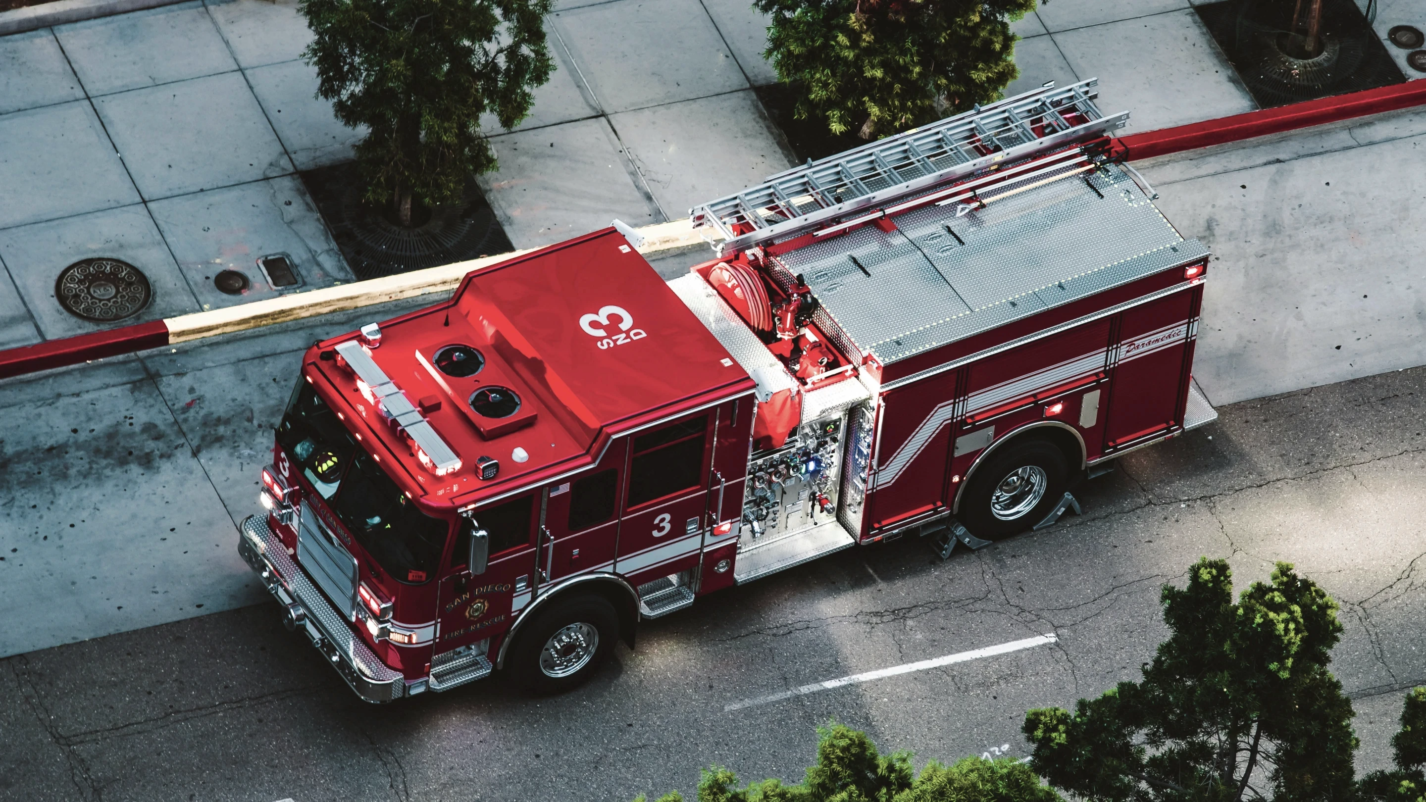Arial view of fire truck