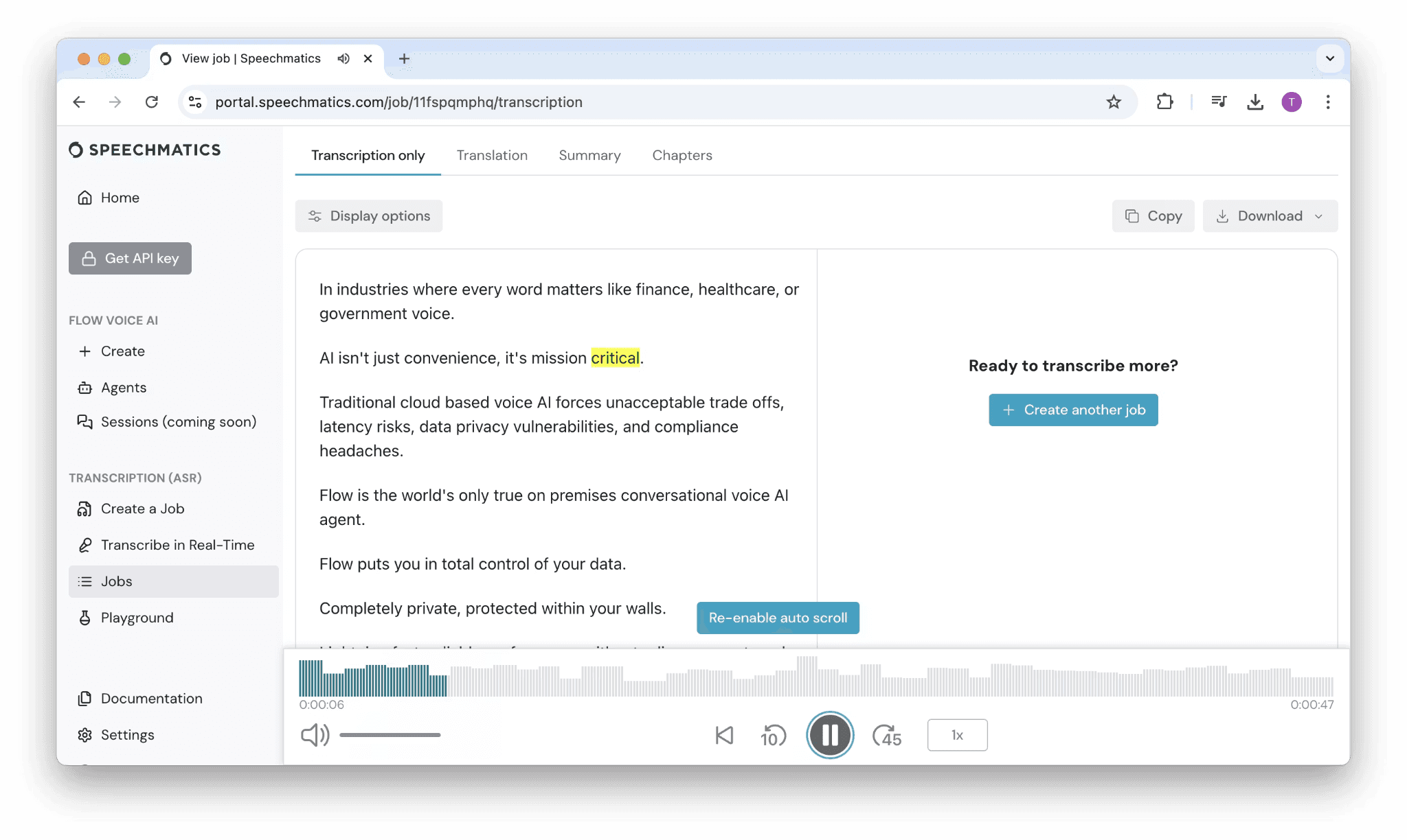 speechmatics interface