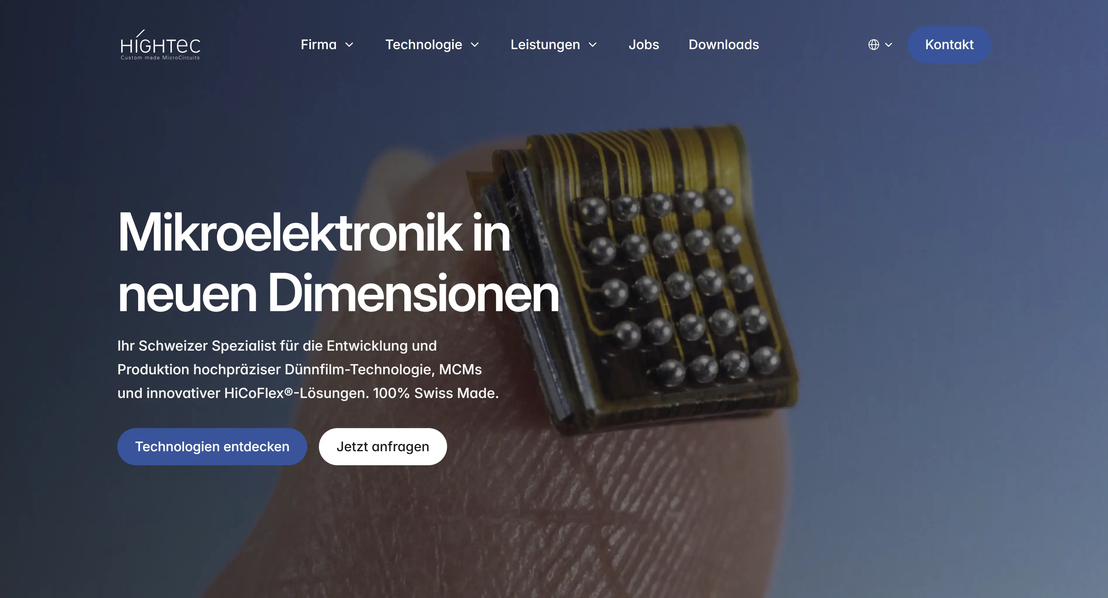 Hightec MC AG Neue Website für einen Schweizer Technologiepionier