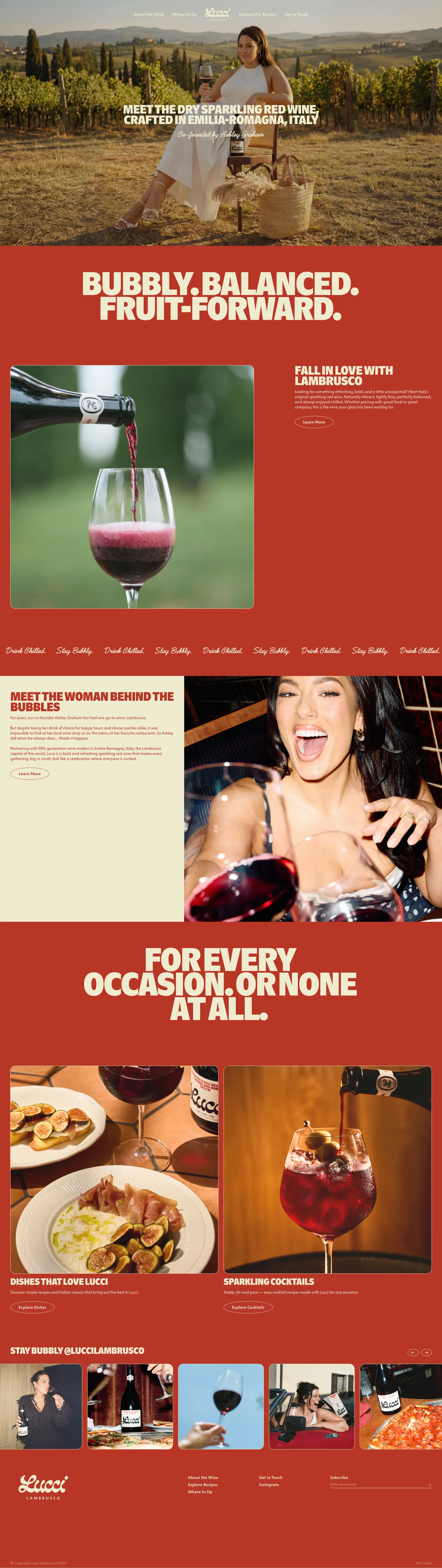 Lucci Lambrusco ecommerce page screenshot showcasing Ecommerce and Food & Drinks design