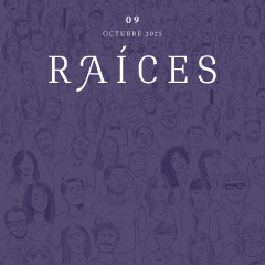 Portada de Revista Raíces IX: «El estado del Estado», novena edición de la Revista Raíces de IdeaPaís, mostrando una ilustración de diversos rostros de personas en color azul. 