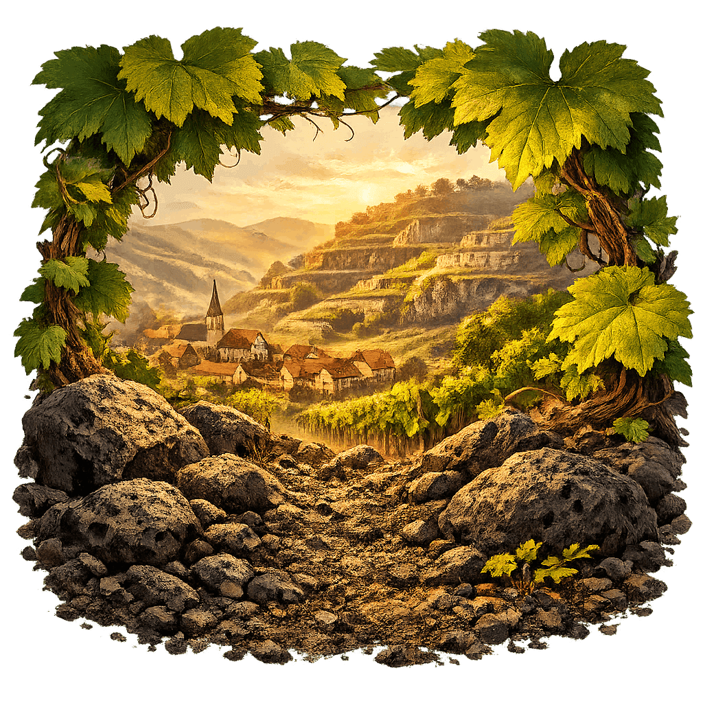 Detailed graphic of the Kaiserstuhl wine region.