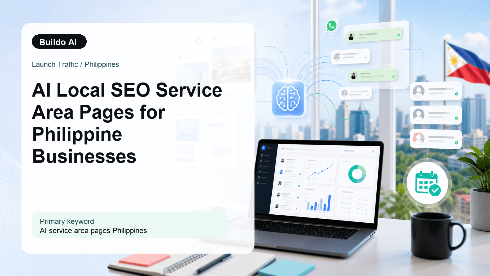 AI Local SEO Service Area Pages for Philippine Businesses - Buildo AI launch traffic blog cover