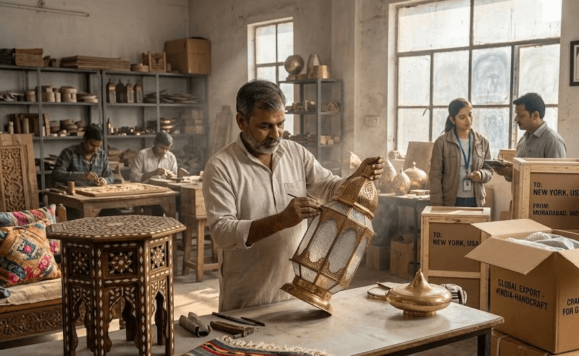 Indian craftsmanship furniture, Indian lighting manufacturer, home decor exporter India, artisan furniture supplier, handcrafted decor wholesale, Indian furniture export USA