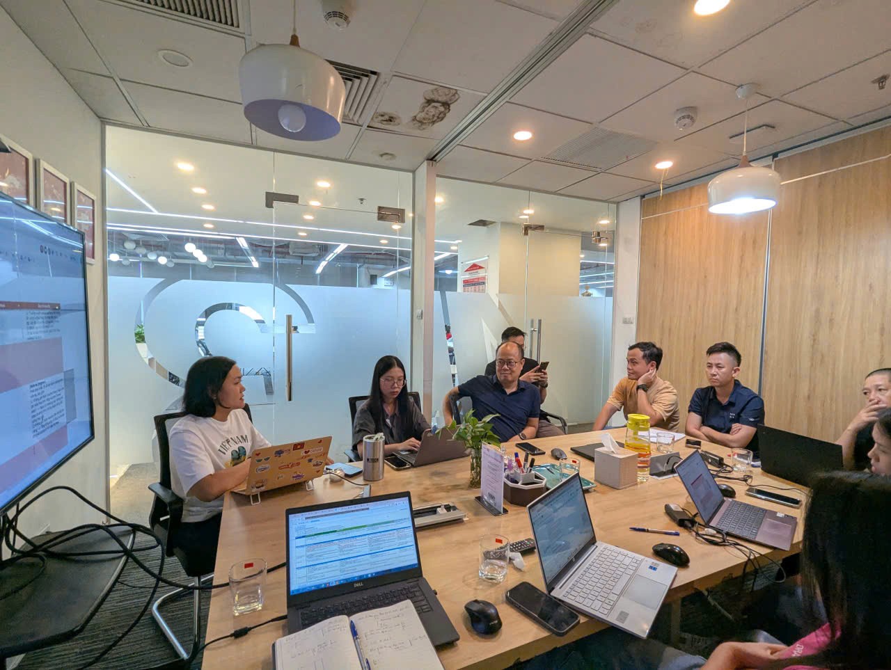 a woman using a laptop