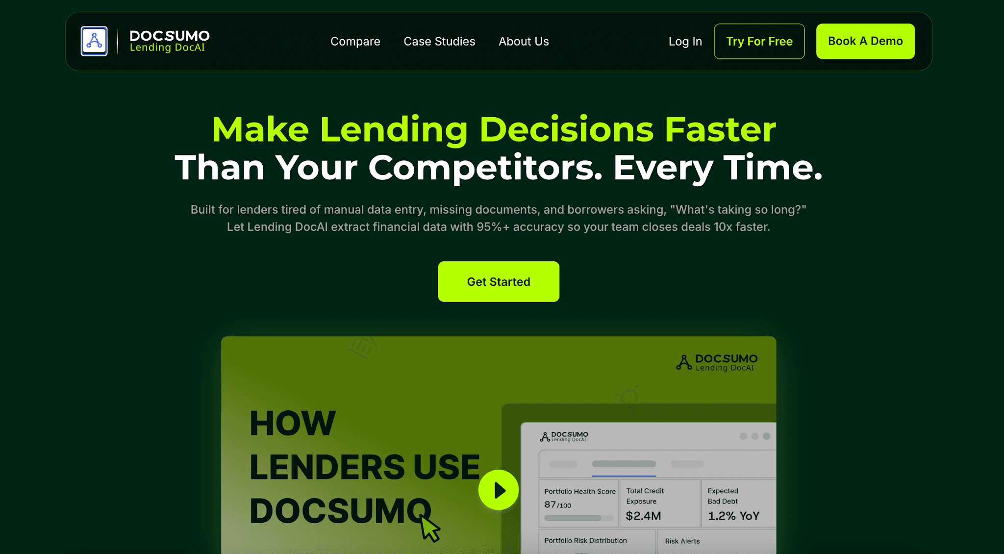 Docsumo Lending web homepage