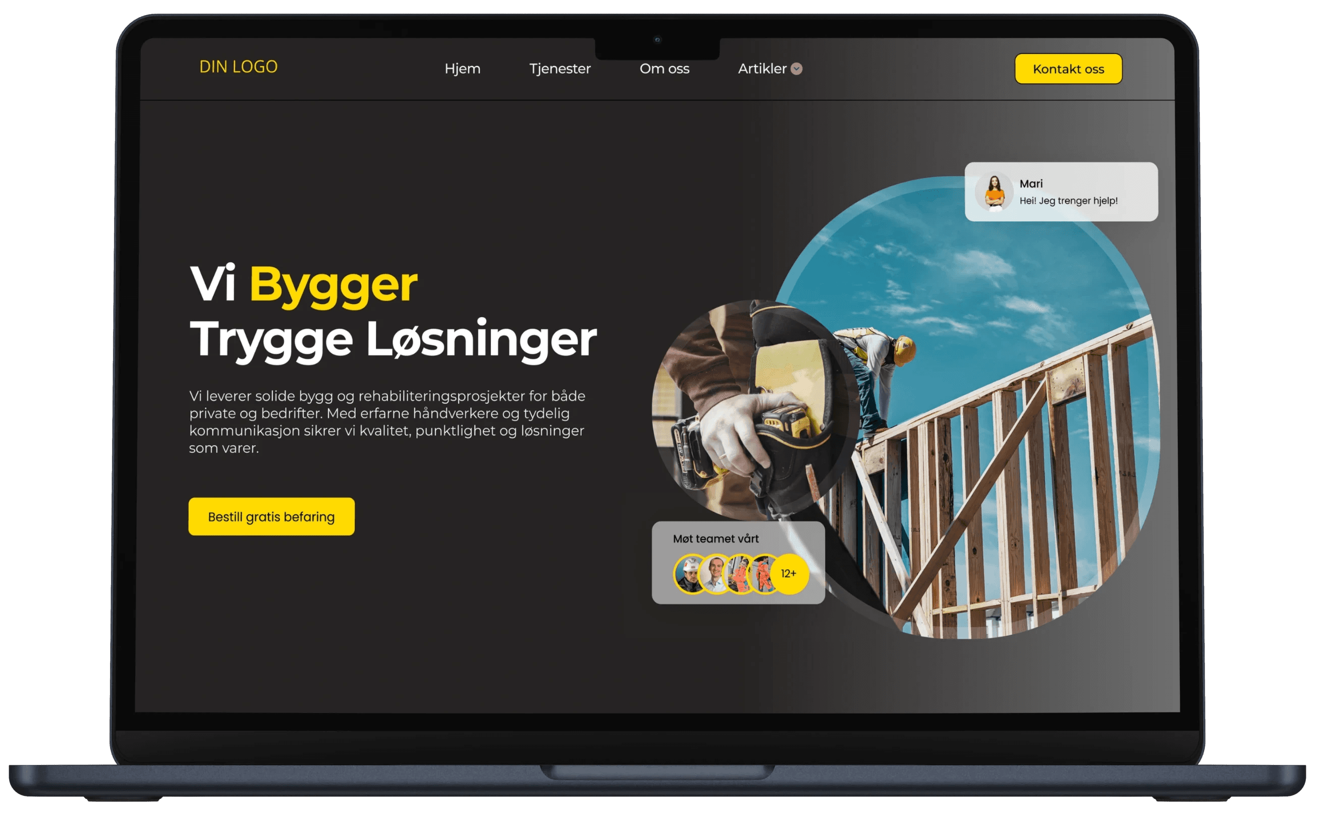 Design for snekkerfirma, laget av Sideklikk