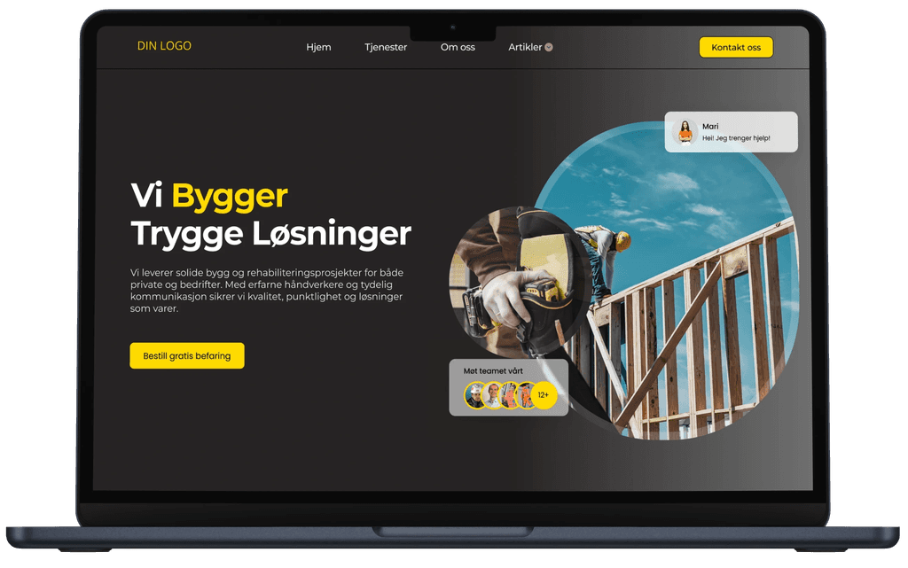 Design for snekkerfirma, laget av Sideklikk