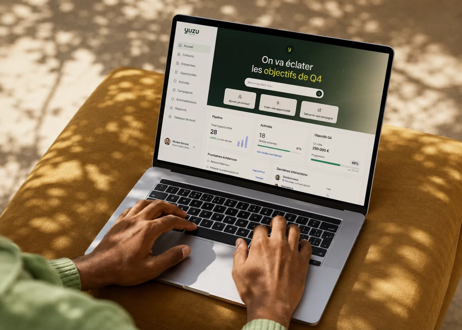 Tableau de bord CRM Yuzu pour piloter les objectifs commerciaux