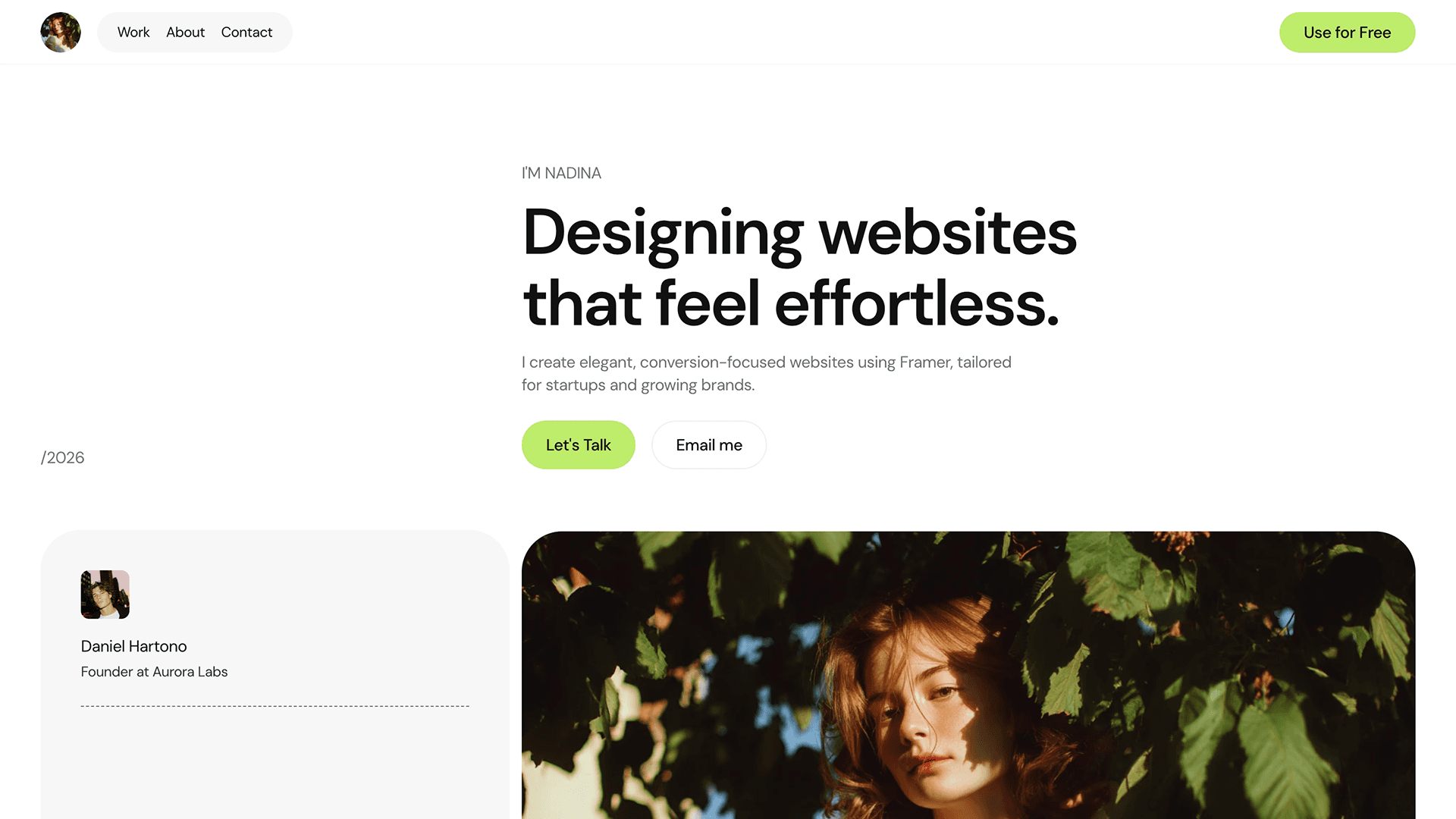 Nadina Framer template