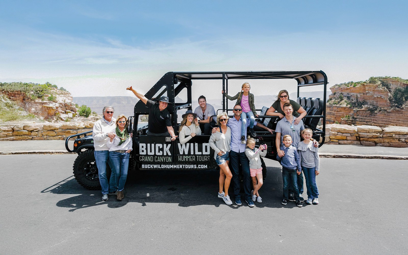 Guests enjoying a Hummer tour at Grand Canyon National Park.