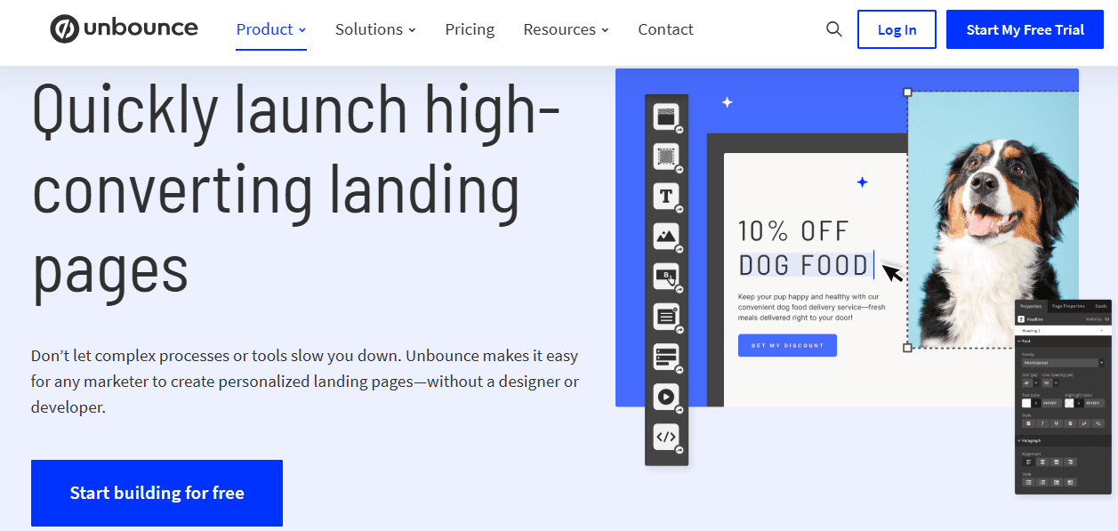 Unbounce: landing page optimization tools