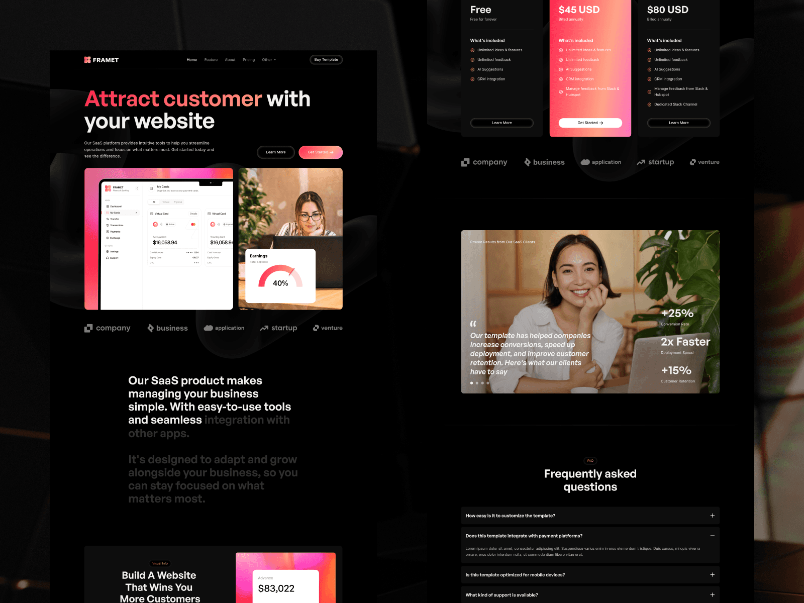 Framet landing page