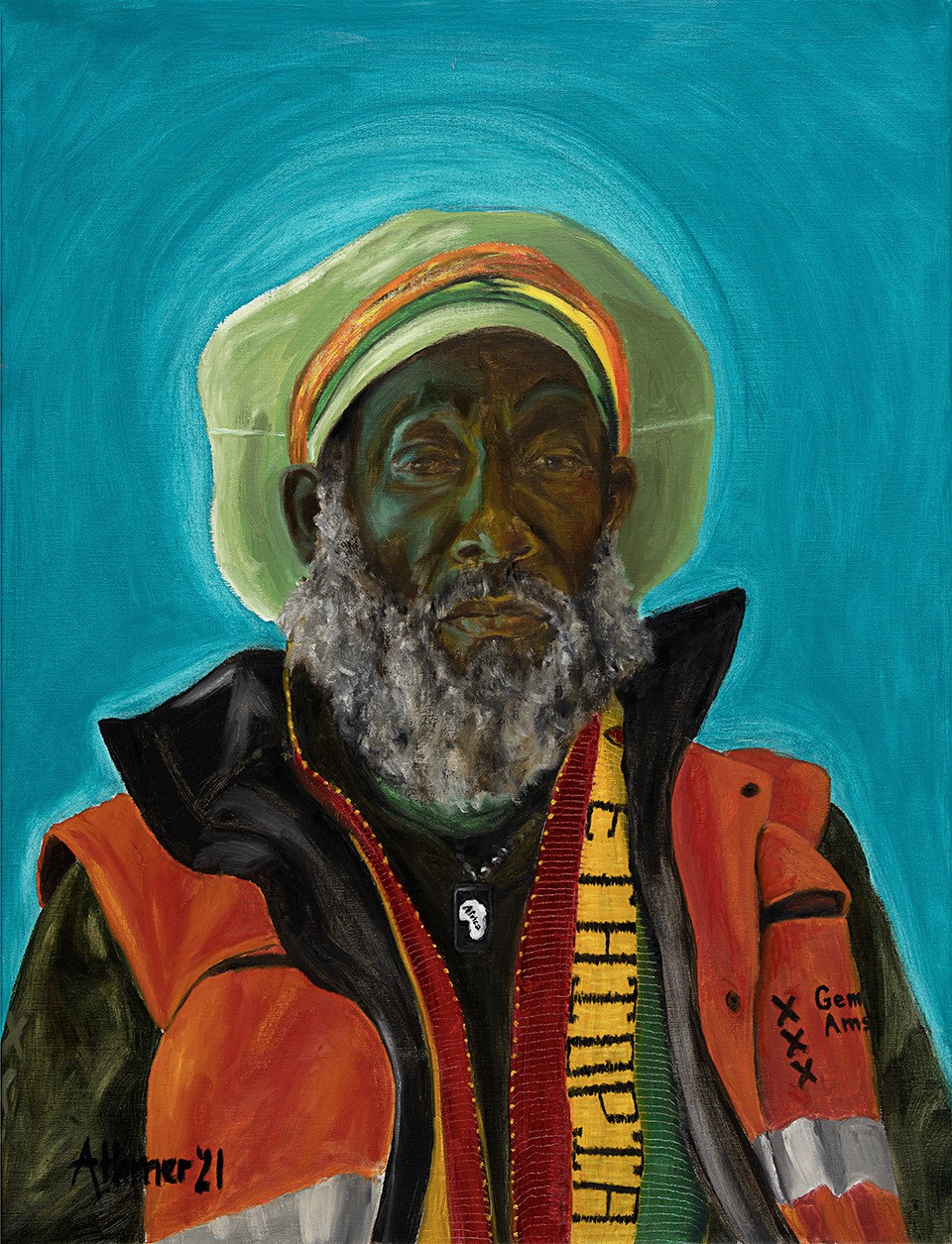 I love view (portret van David Hockney) | olie op canvas | 60 x 84 cm | 2024