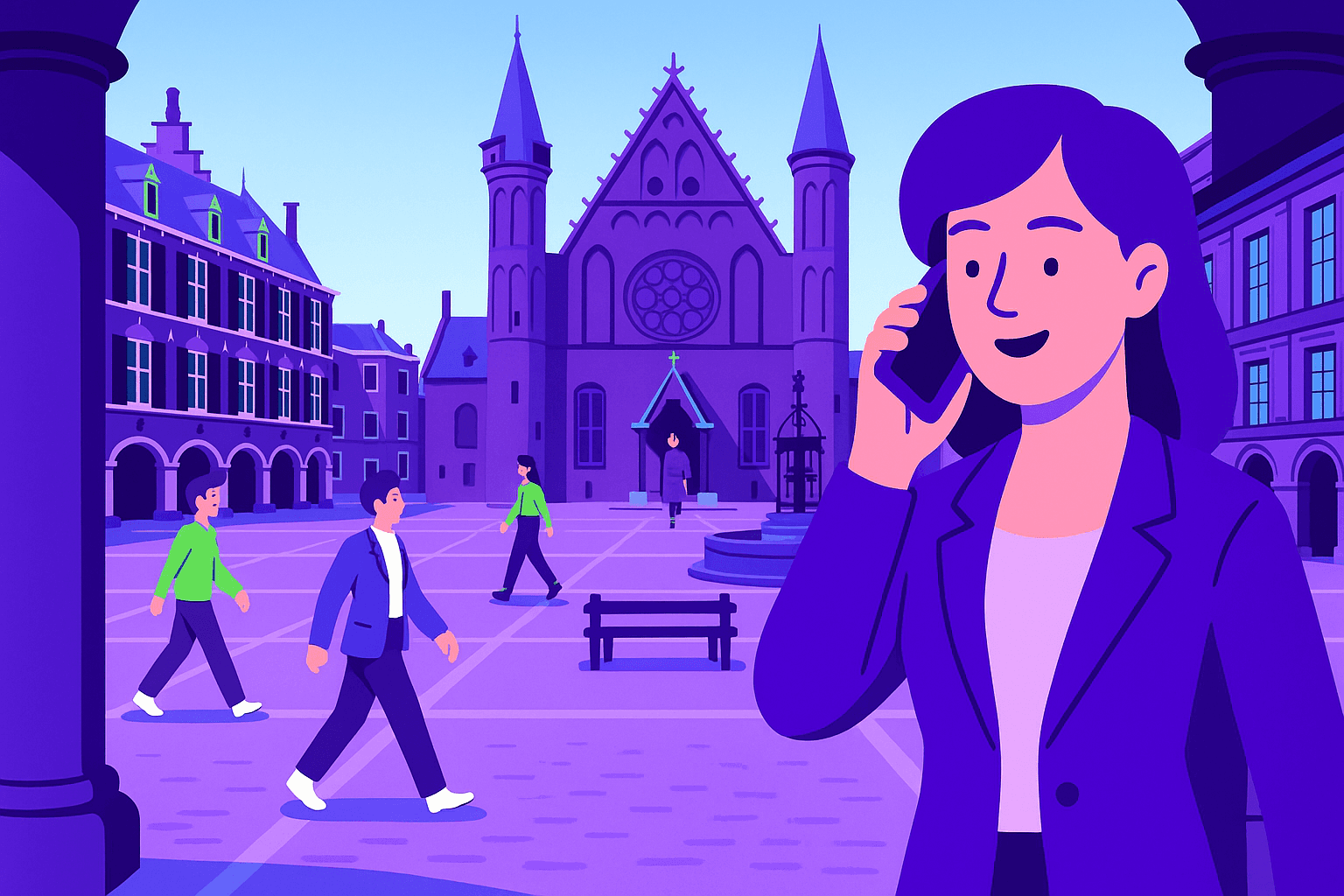 Een woordvoerder die met ChatGPT praat op haar telefoon