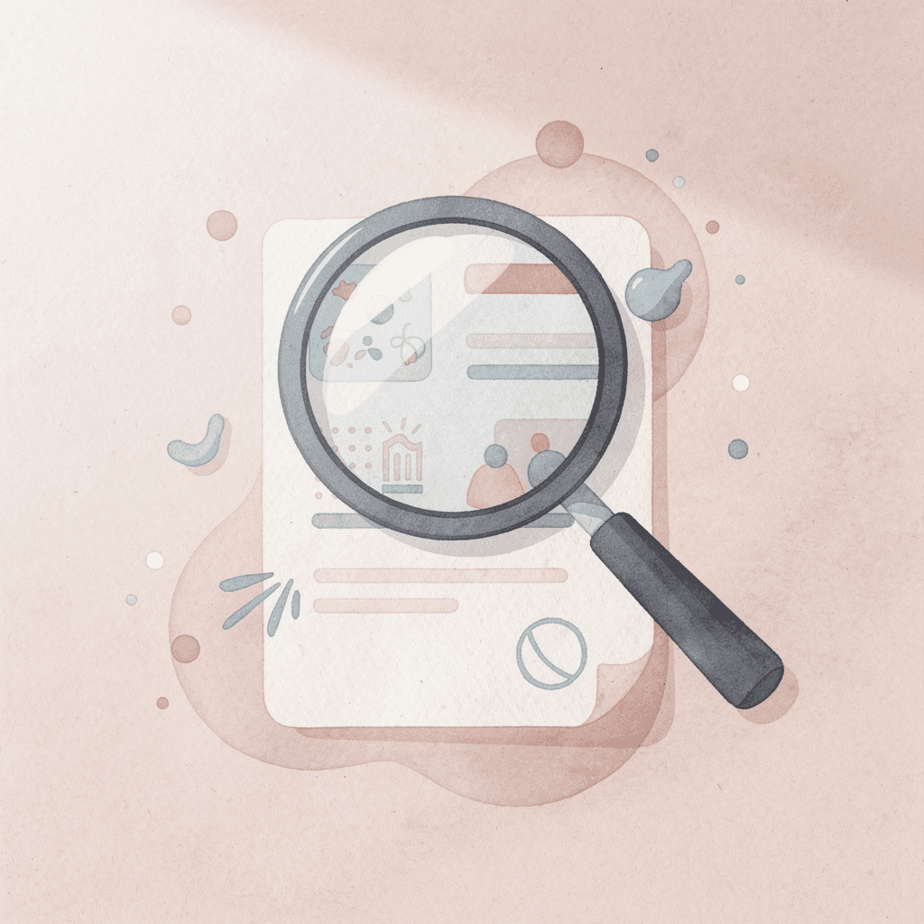 Magnifying glass examining an application, representing hidden structural mistakes in college applications