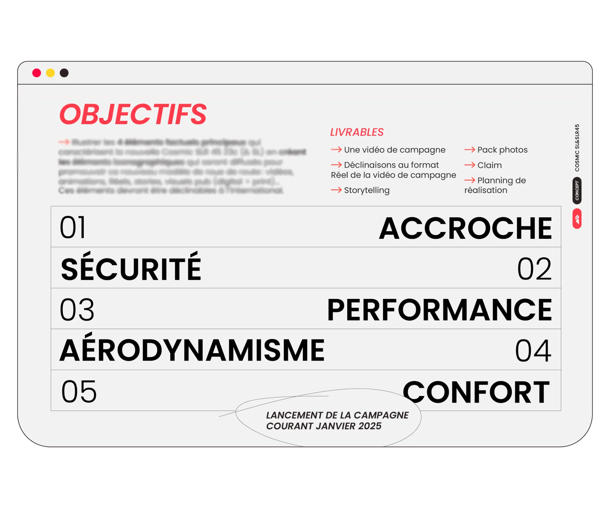 Screen d'une slide présentant les objectifs d'un projet.