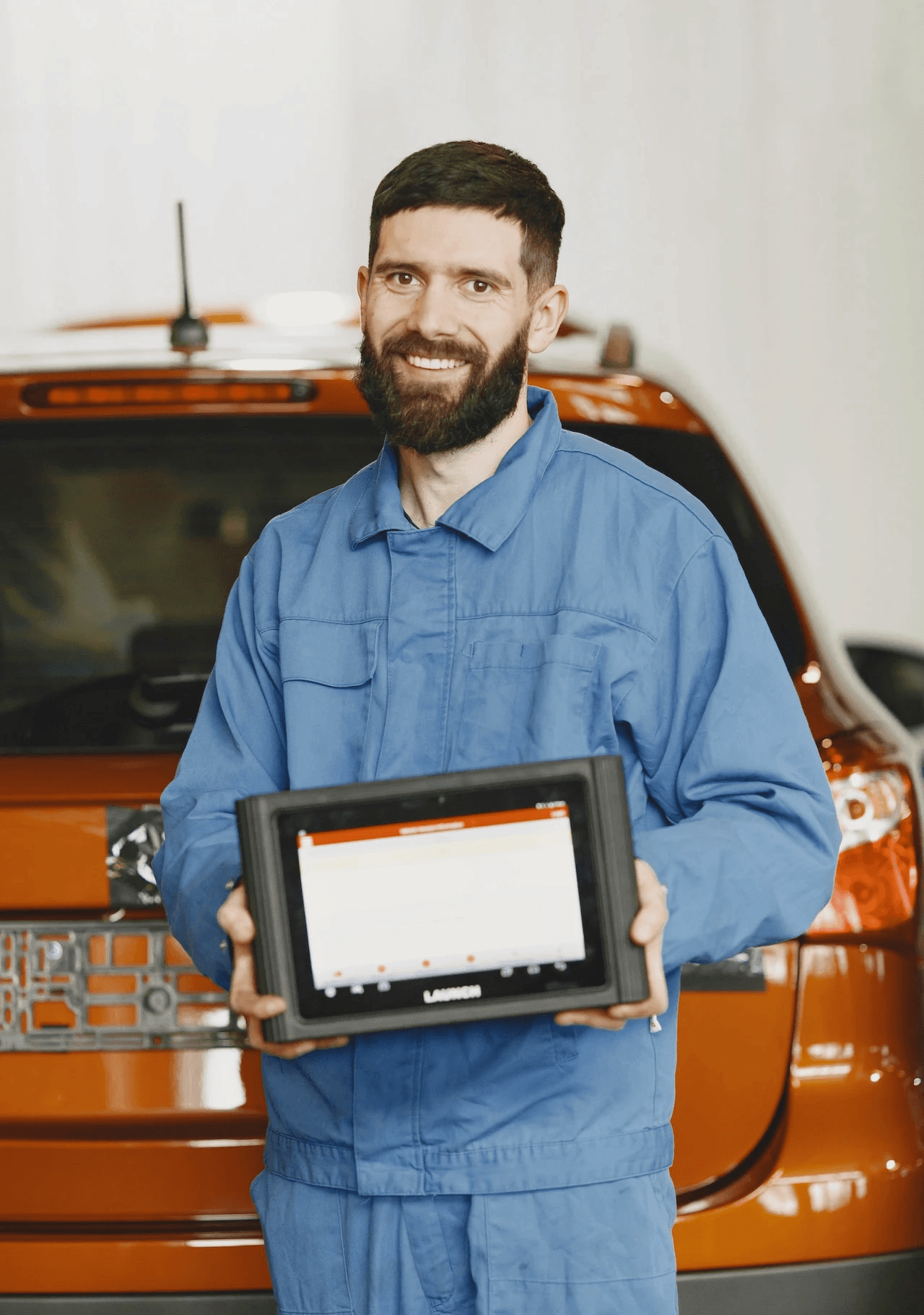 Mechanic showing certificate