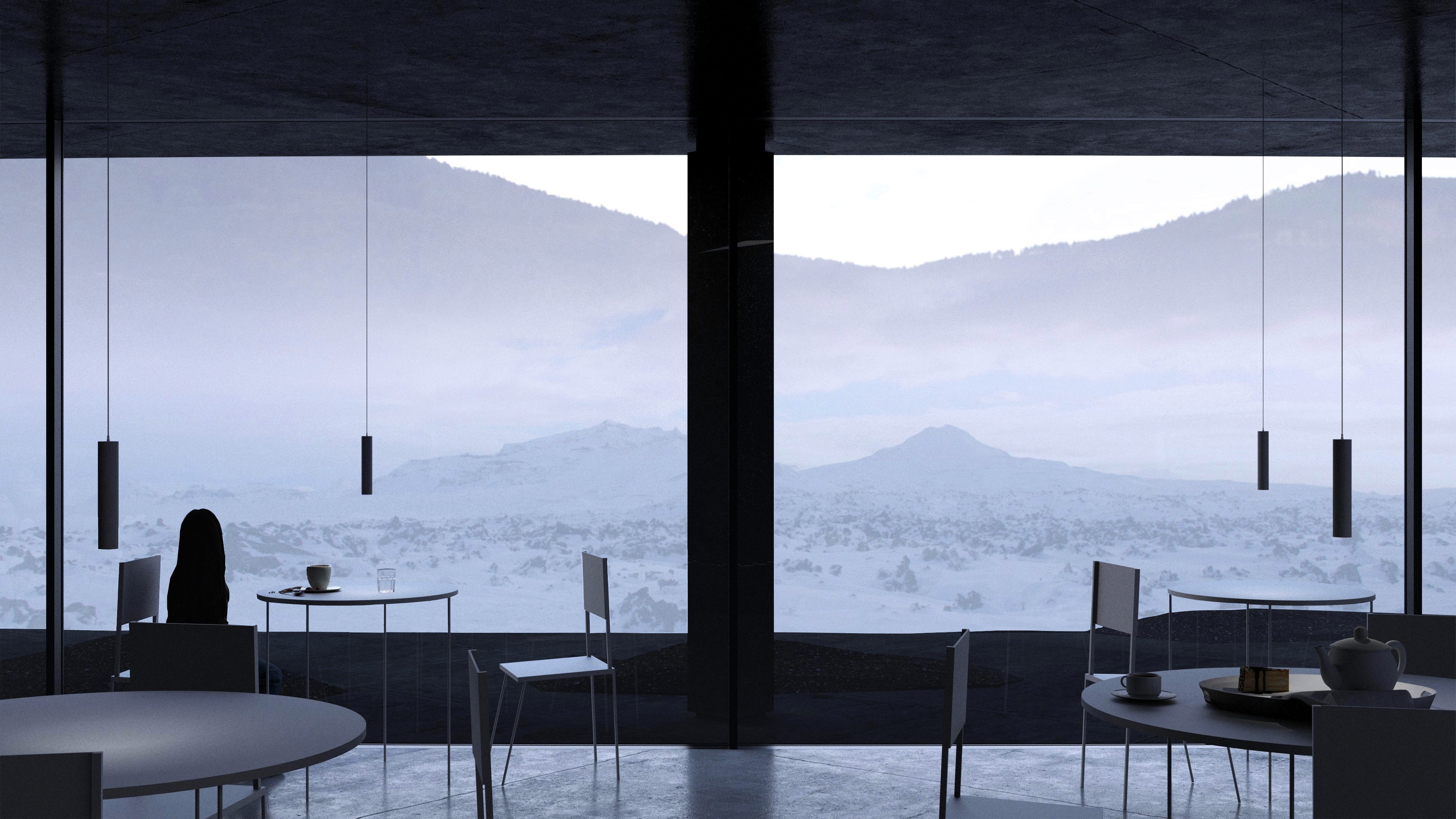 Lava field visitor center perspective café restaurant